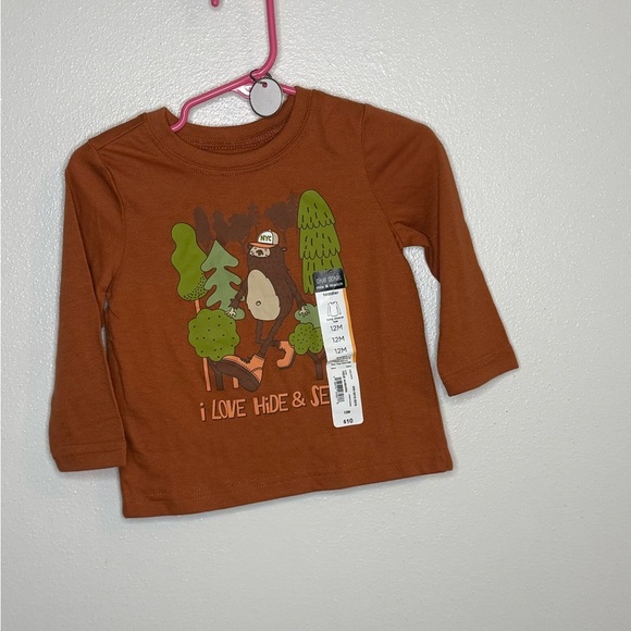 Okie Dokie Brown Long Sleeve Tee with Graphic Designs - Picture 1 of 1
